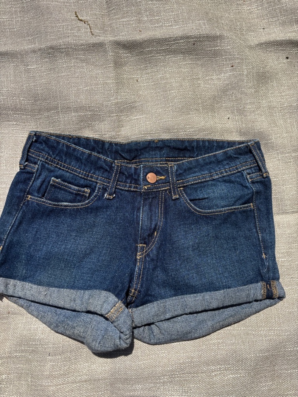 H&M Dark Blue Denim Roll-Cuff Jean Shorts